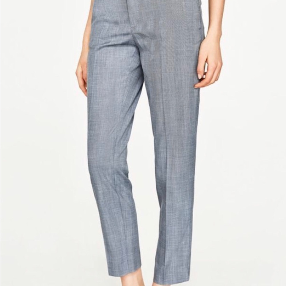 Zara Light Gray Straight-Leg Dress Pants